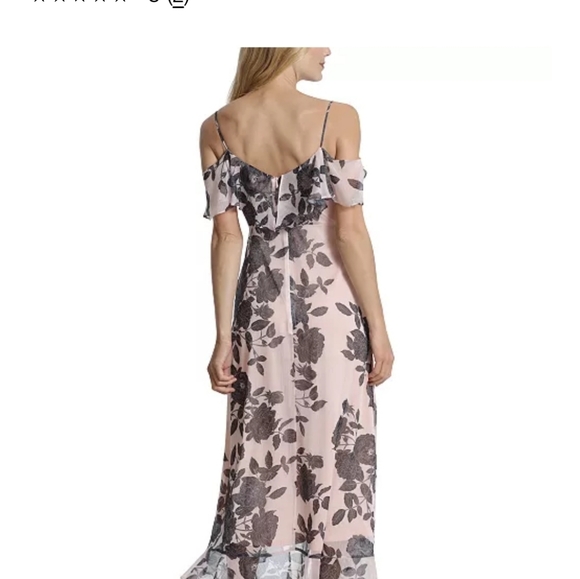 London Times Floral Print Ruffle Cold Shoulder Dress - Picture 4 of 9